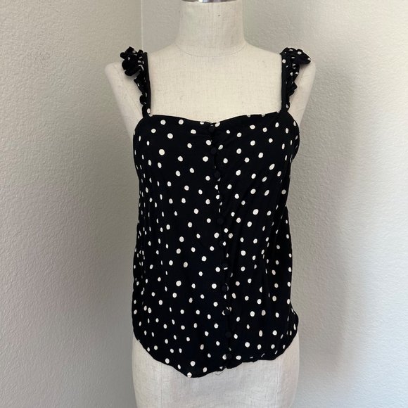Madewell Polka Dot Ruffle Strap Tank Top Sz 4 - Picture 3 of 8